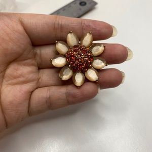 Vintage Monet Gold Tone Multi Colored Rhinestones Brooch